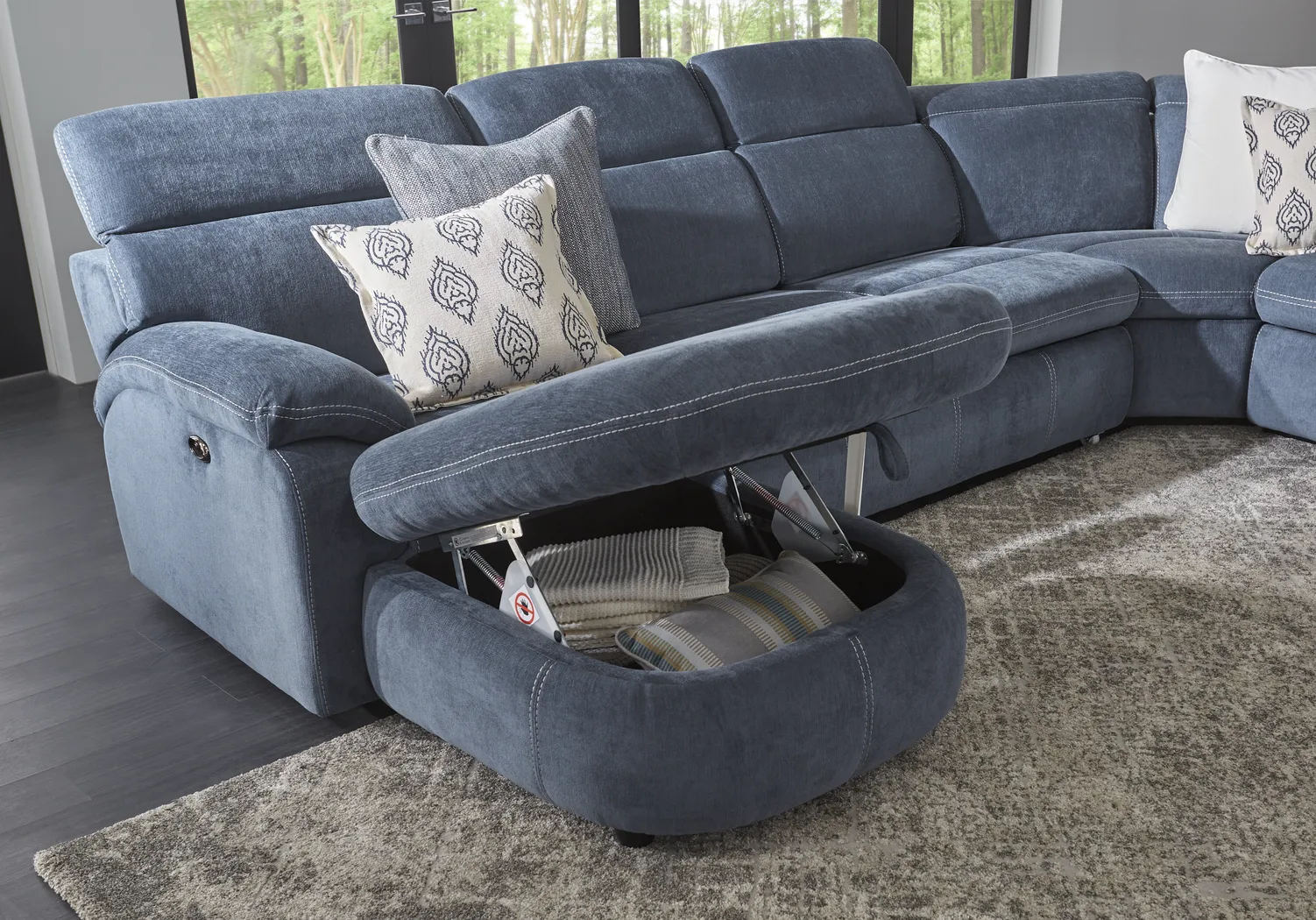 Crescent Place Navy 9 Pc Power Reclining Sleeper Sectional Living Room - Thumbnail - Image 6