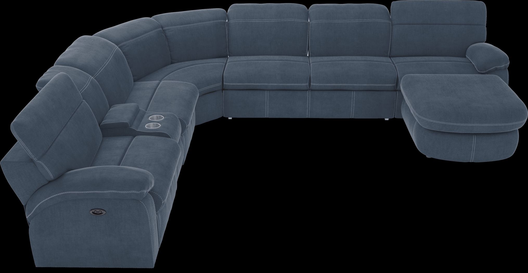 Crescent Place Navy 9 Pc Power Reclining Sleeper Sectional Living Room - Thumbnail - Image 12