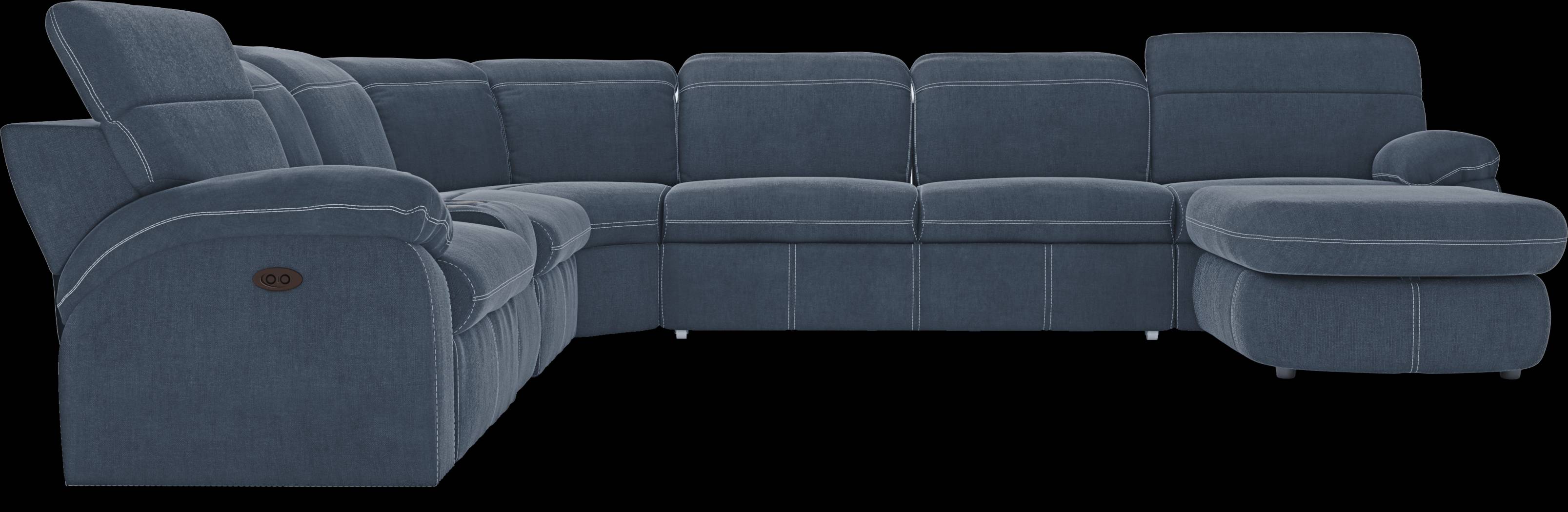 Crescent Place Navy 6 Pc Power Reclining Sleeper Sectional - Thumbnail - Image 3