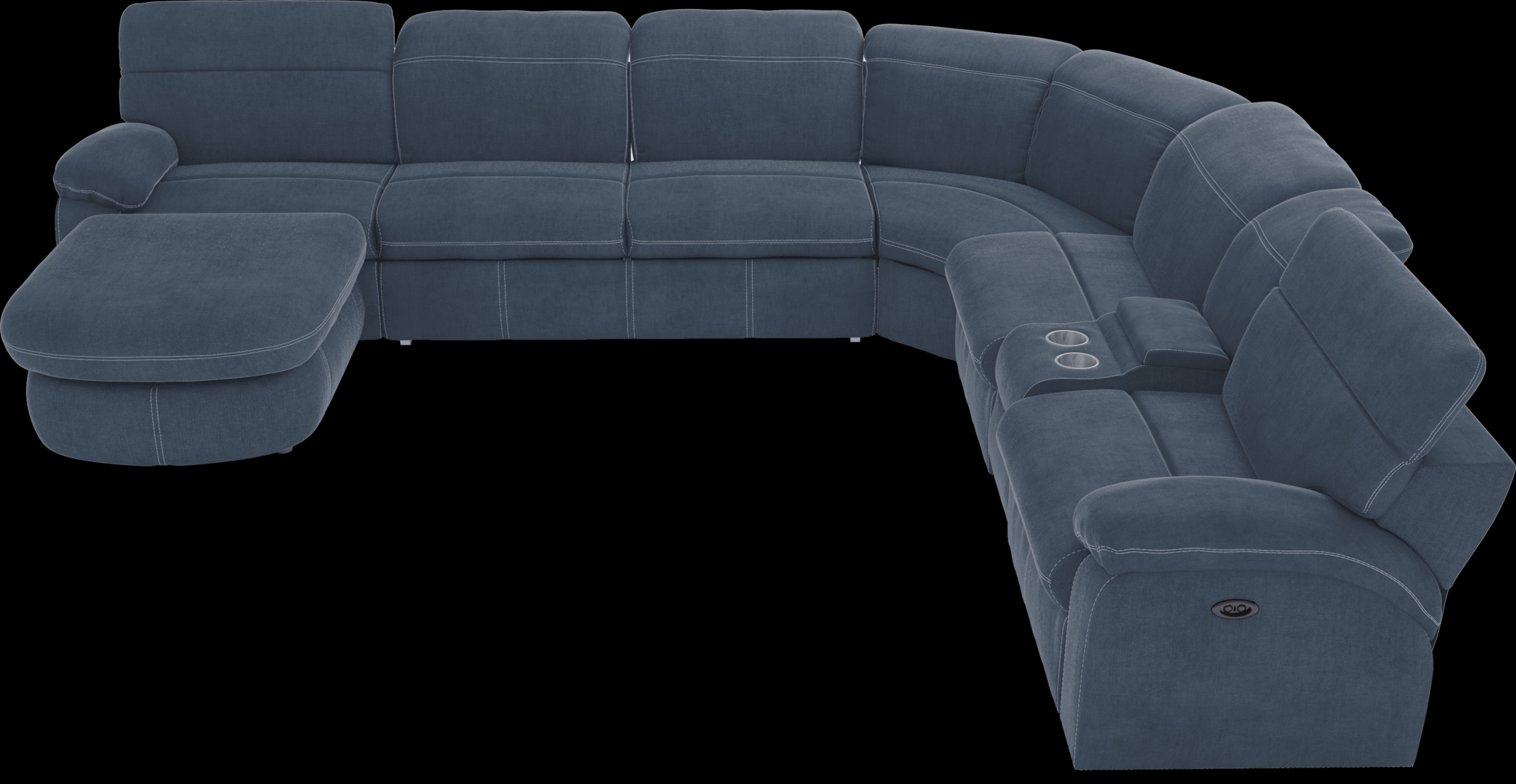Crescent Place Navy 9 Pc Power Reclining Sleeper Sectional Living Room - Thumbnail - Image 2