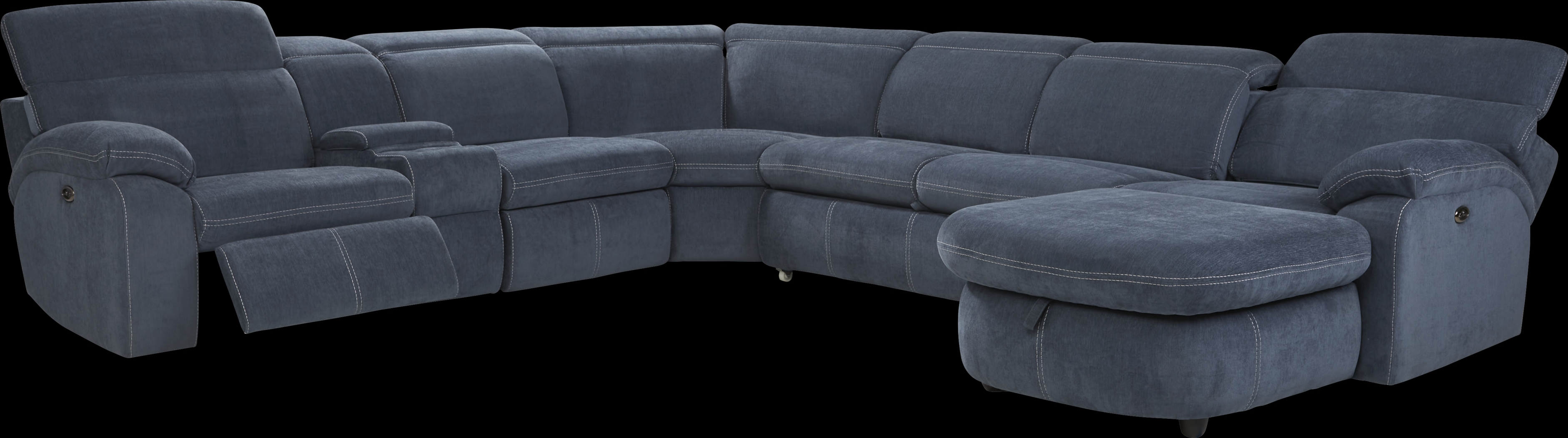 Crescent Place Navy 9 Pc Power Reclining Sleeper Sectional Living Room - Thumbnail - Image 2