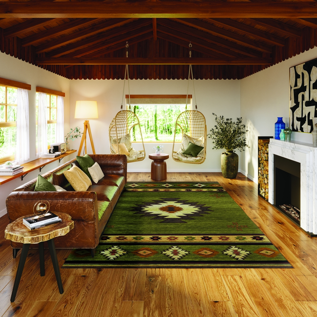 Barinza Green 3' x 5' Rug - Thumbnail - Image 2