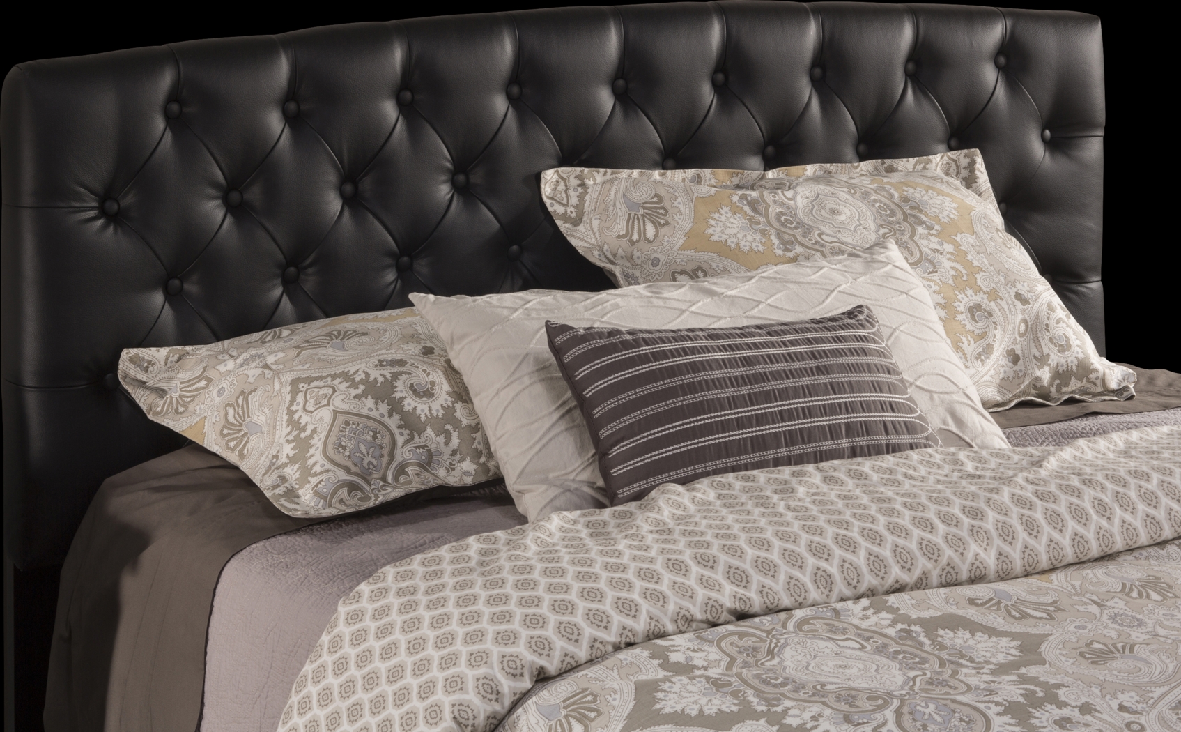 Cresta Black King Upholstered Headboard - Thumbnail - Image 1