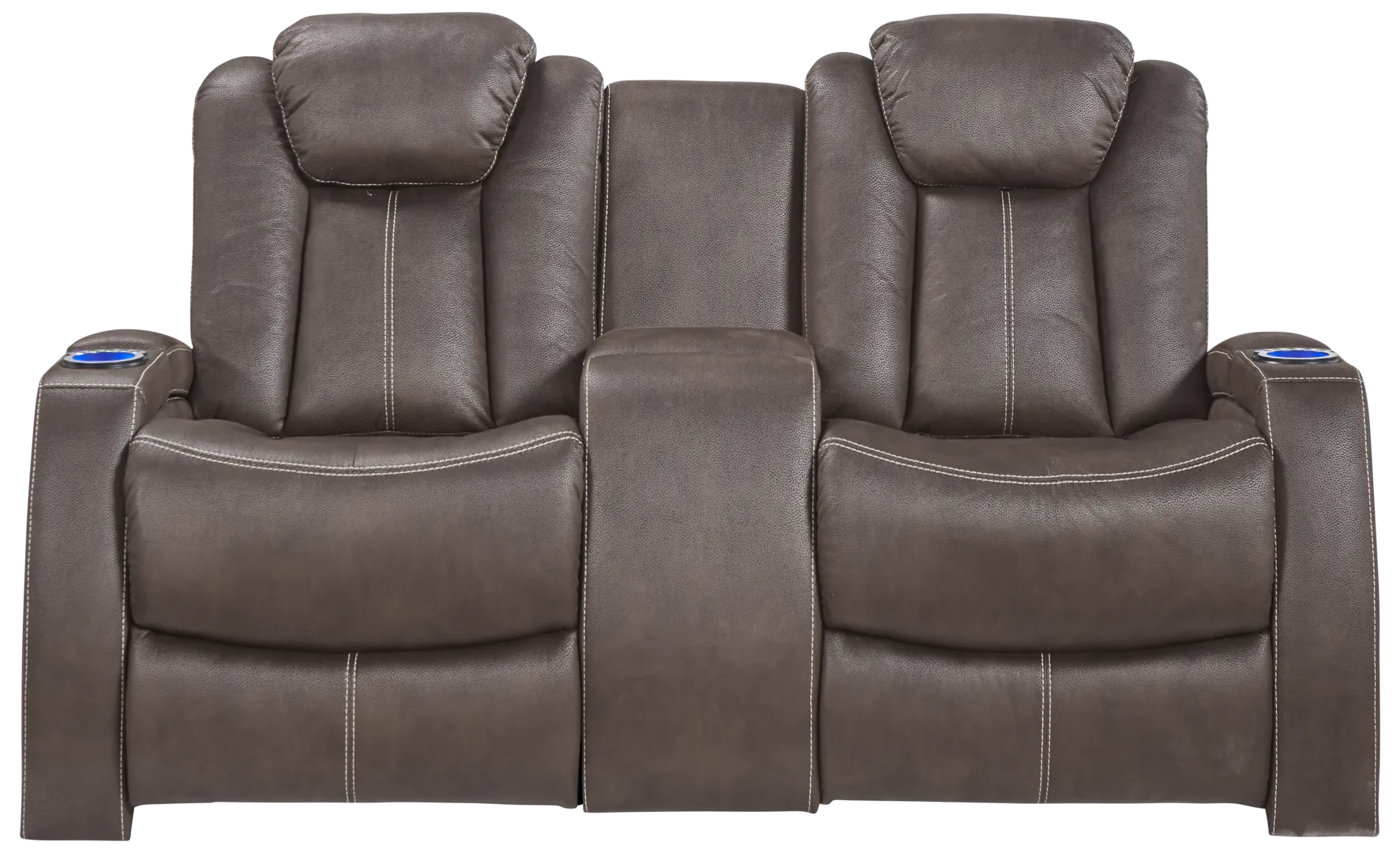 brown power reclining console loveseat