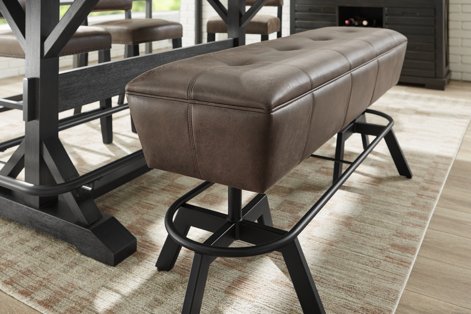 Creston Point Black Counter Height Bench - Thumbnail - Image 3