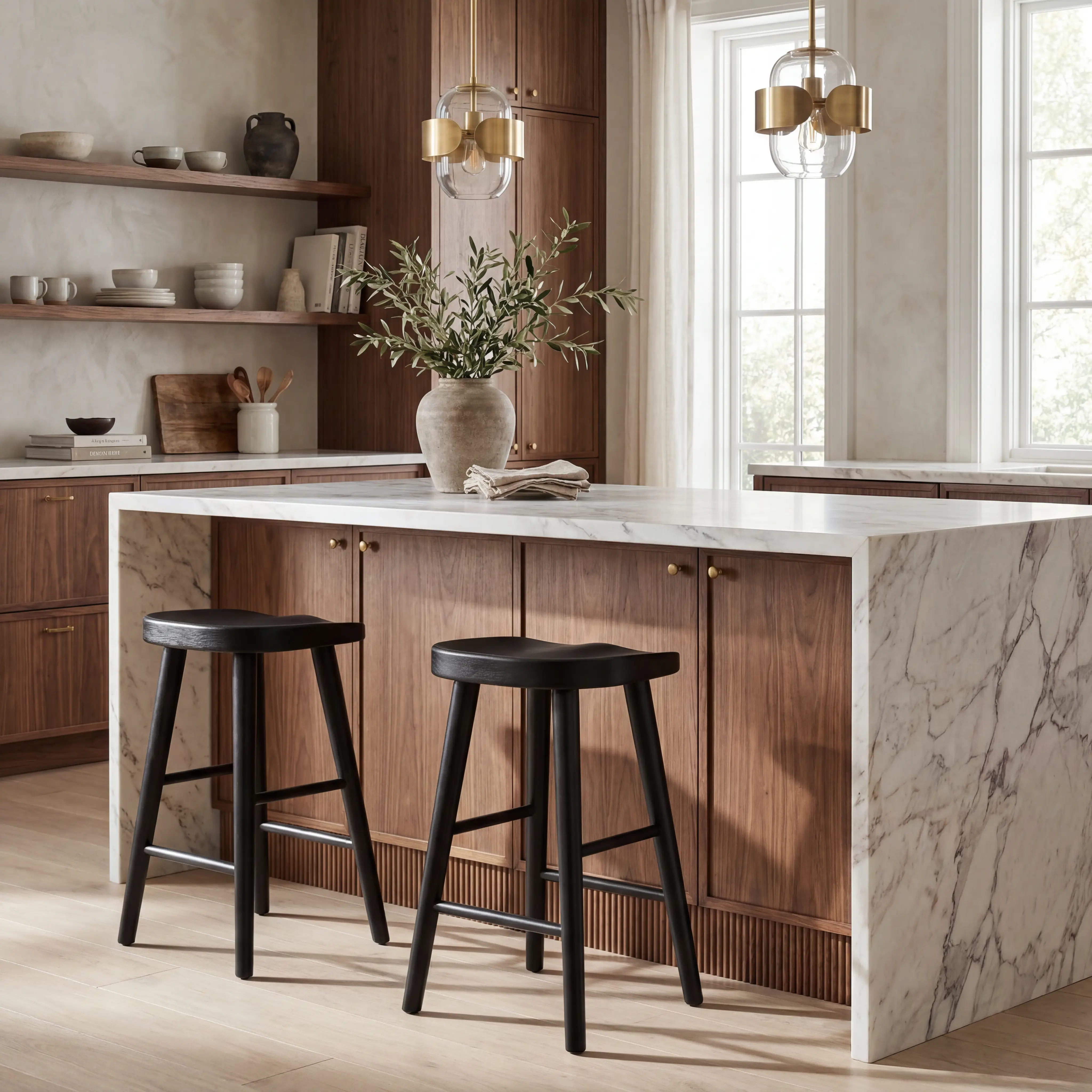 Creston Point Black 5 Pc Counter Height Dining Room with Tractor Stools - Thumbnail - Image 7