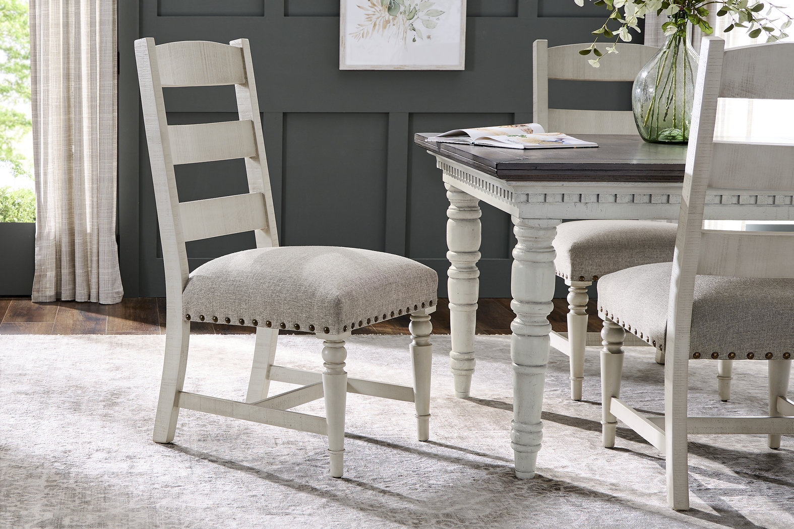 Crestwell Manor White 6 Pc 101 in. Dining Room - Thumbnail - Image 10