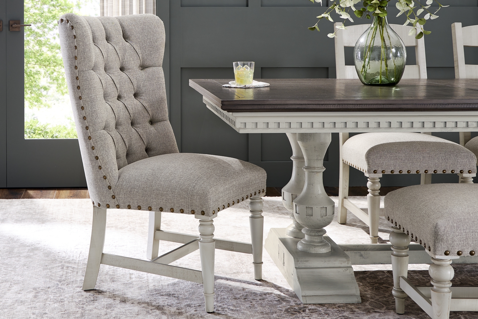 Crestwell Manor Dark Gray Upholstered Side Chair - Thumbnail - Image 4