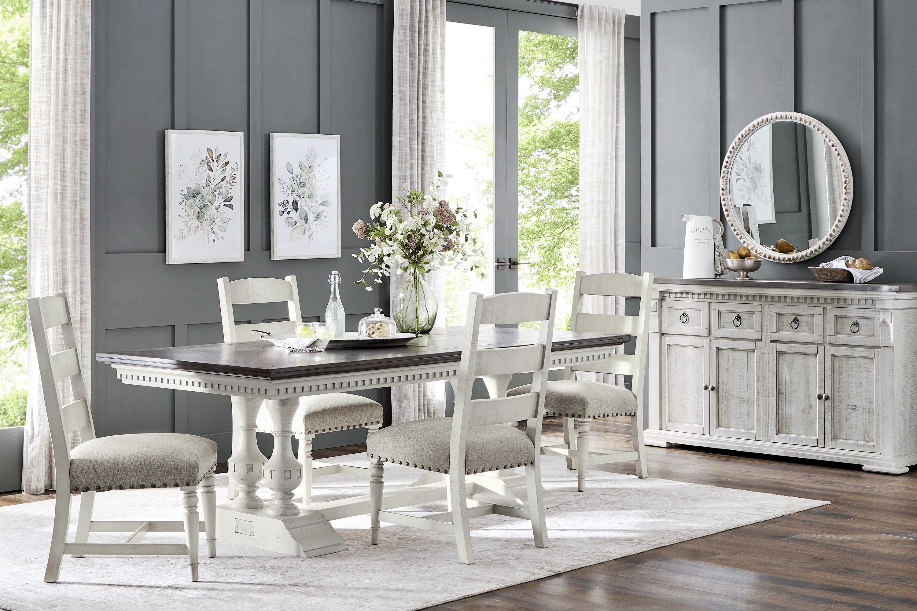 Crestwell Manor White 101 in. Dining Table - Thumbnail - Image 2