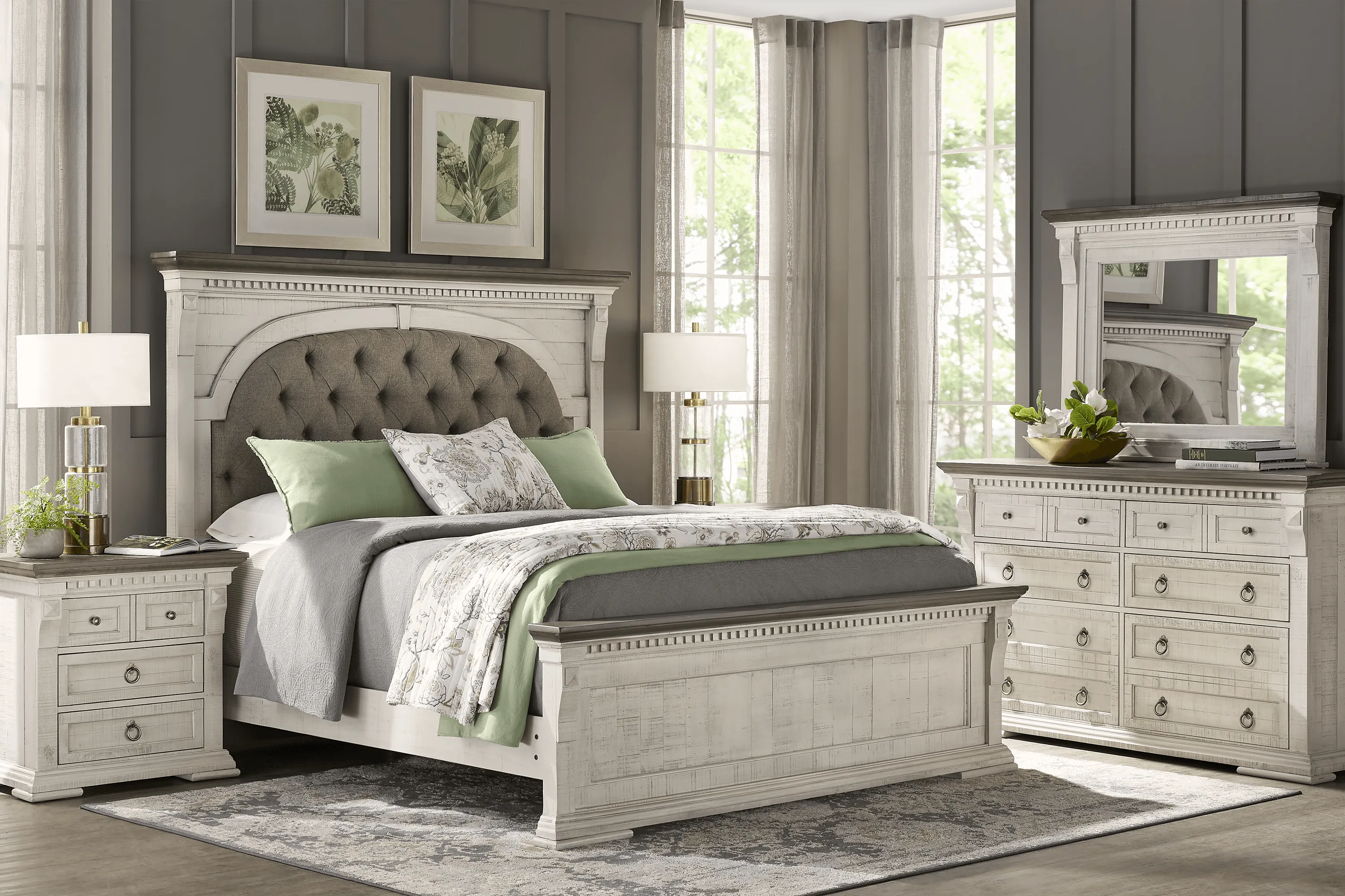 Crestwell Manor White 8 Pc Queen Bedroom - Thumbnail - Image 1