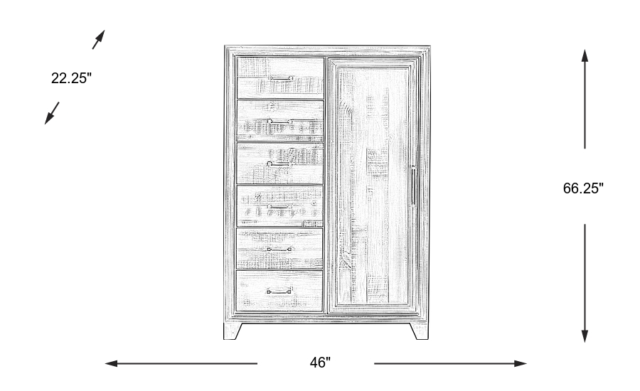 Dimension Image. Please refer to the Dimension Tab on this page for dimension details.