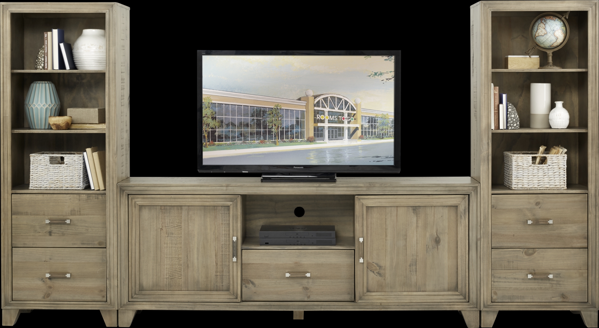 Crestwood Creek Gray 3 Pc Wall Unit with 80 in. Console - Thumbnail - Image 1