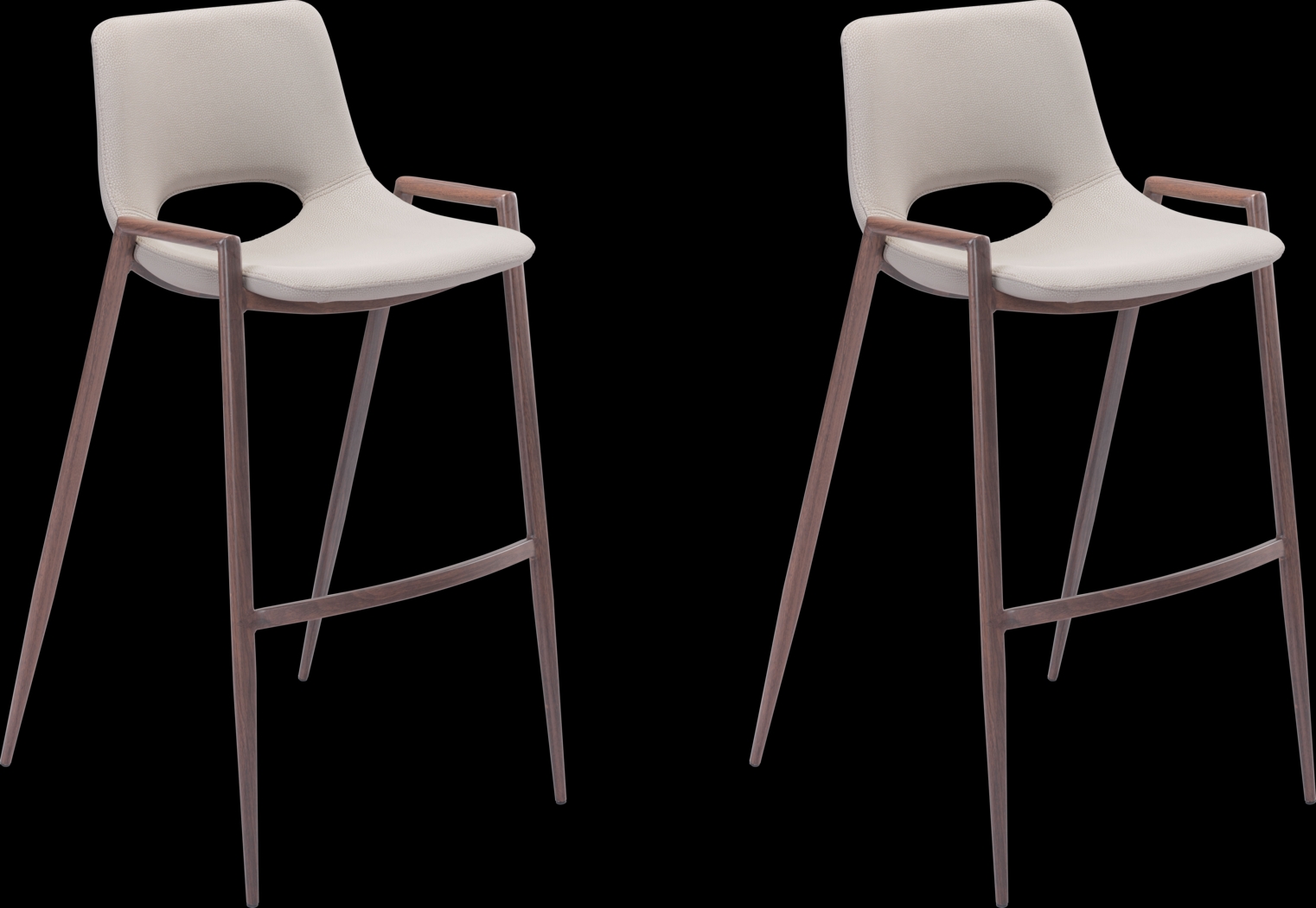 Cristway Beige Barstool, Set of 2 - Thumbnail - Image 1