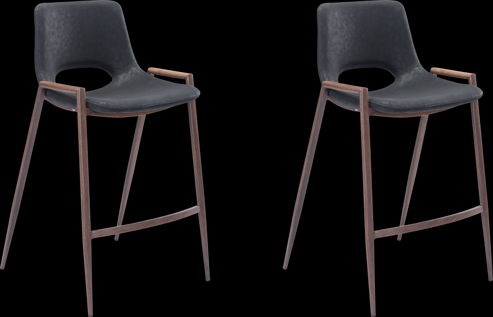 Cristway Black Counter Stool, Set of 2 - Thumbnail - Image 1
