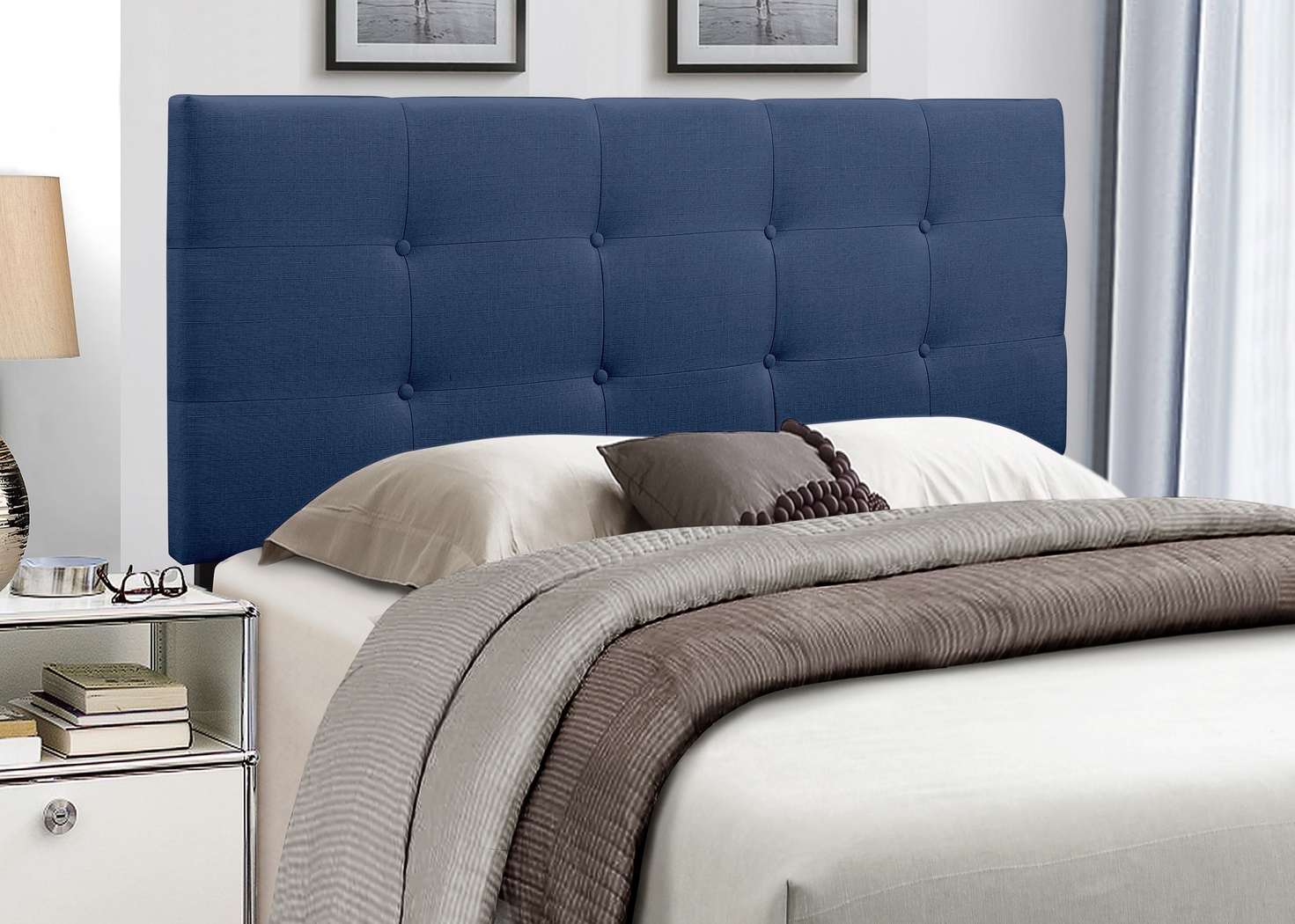 Criswell Blue Full/Queen Upholstered Headboard - Thumbnail - Image 3