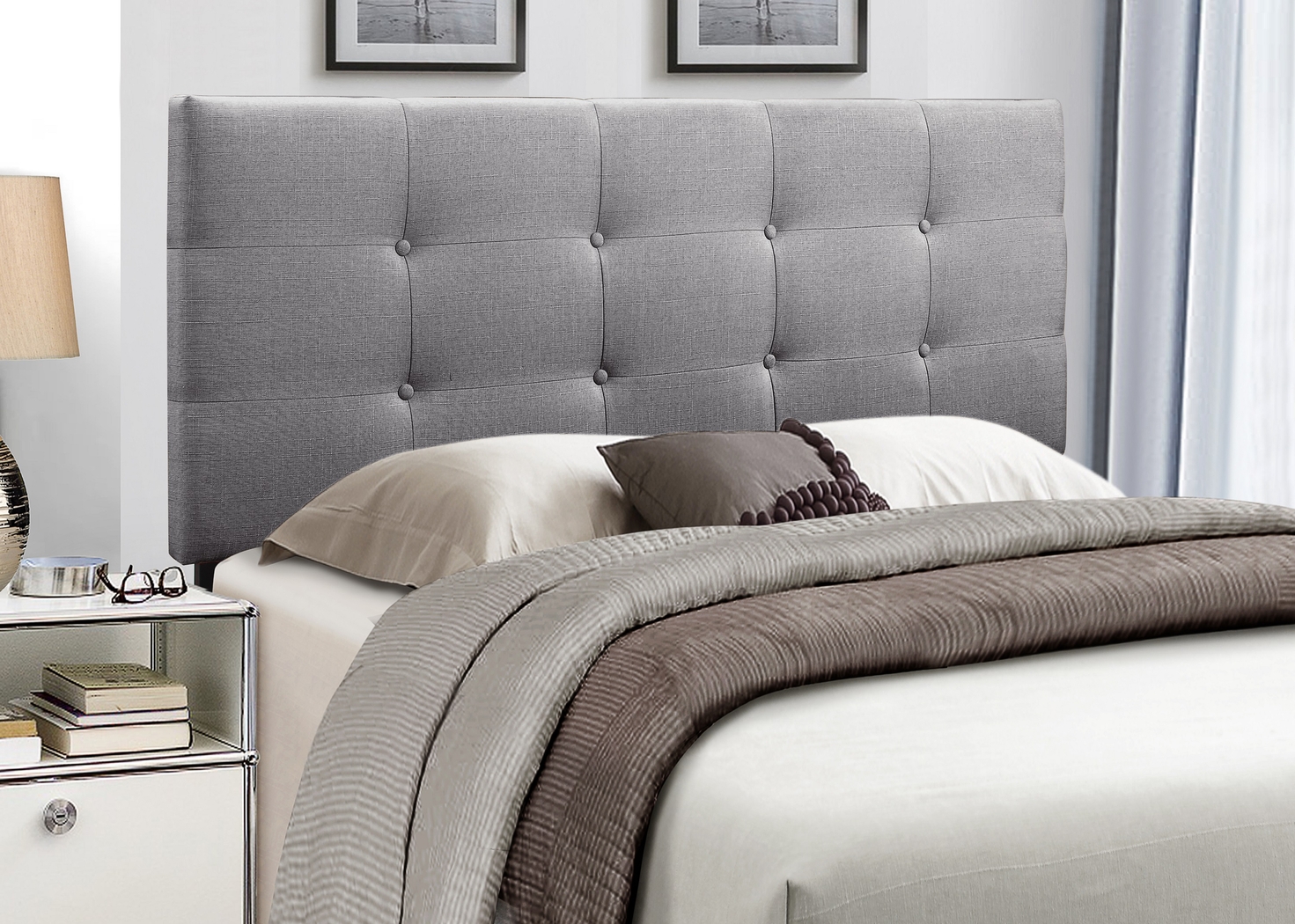 Criswell Gray Full/Queen Upholstered Headboard - Thumbnail - Image 3