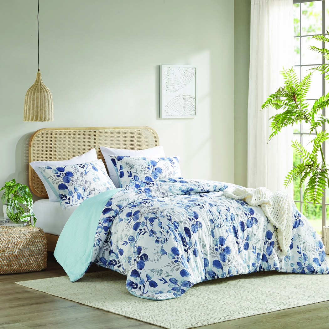 Croadea Blue King/California King 3 Pc Comforter Set - Thumbnail - Image 4