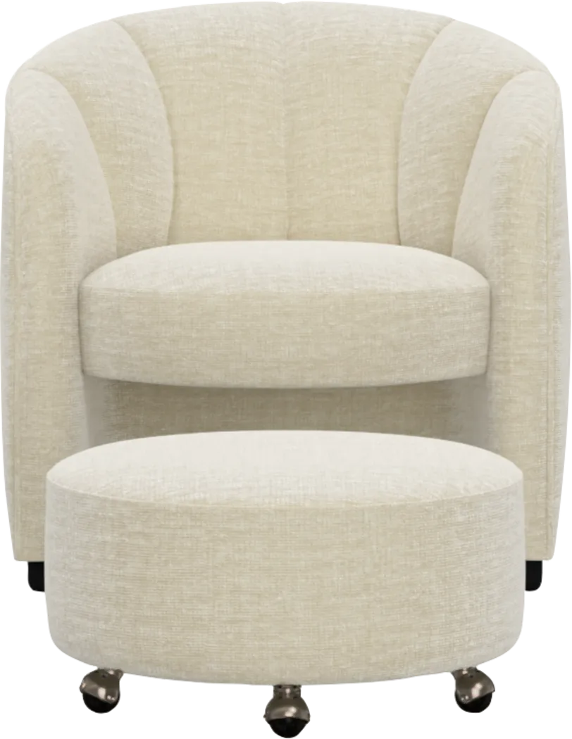 Crosby Beige Accent Chair with Ottoman - Image 4