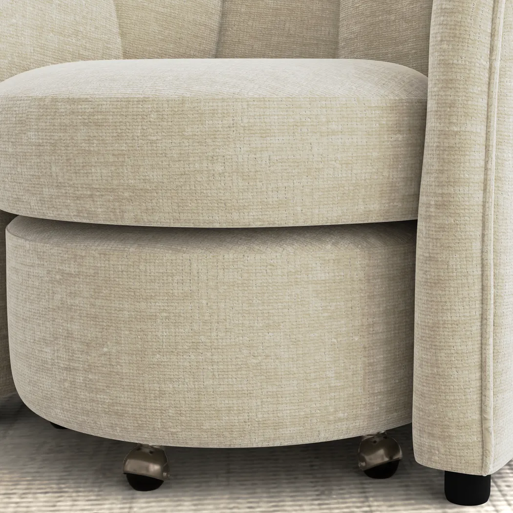 Crosby Beige Accent Chair with Ottoman - Image 6