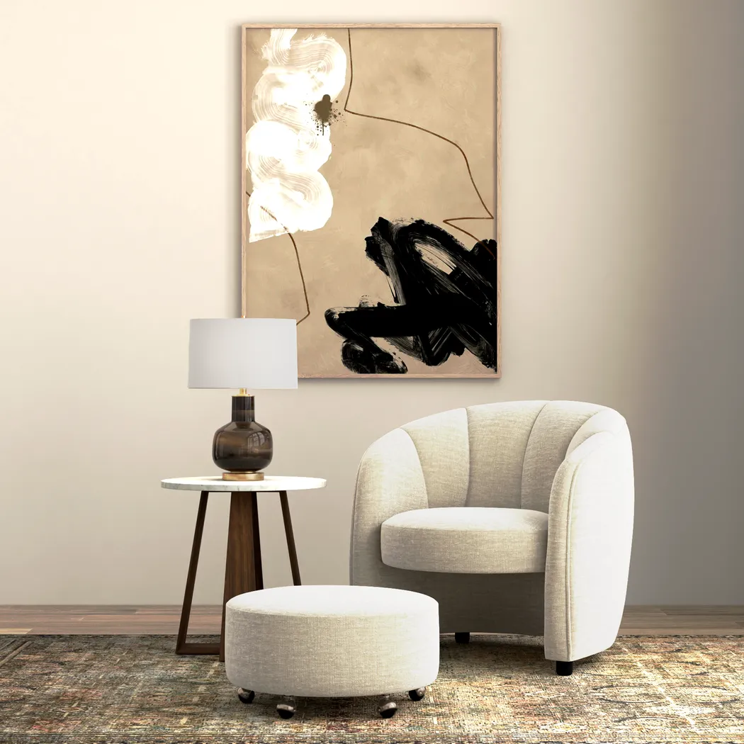 Crosby Beige Accent Chair with Ottoman - Image 7