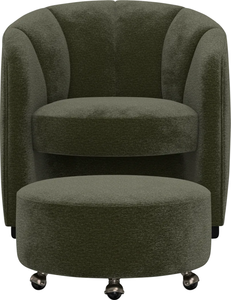 Crosby Green Accent Chair with Ottoman - Image 4