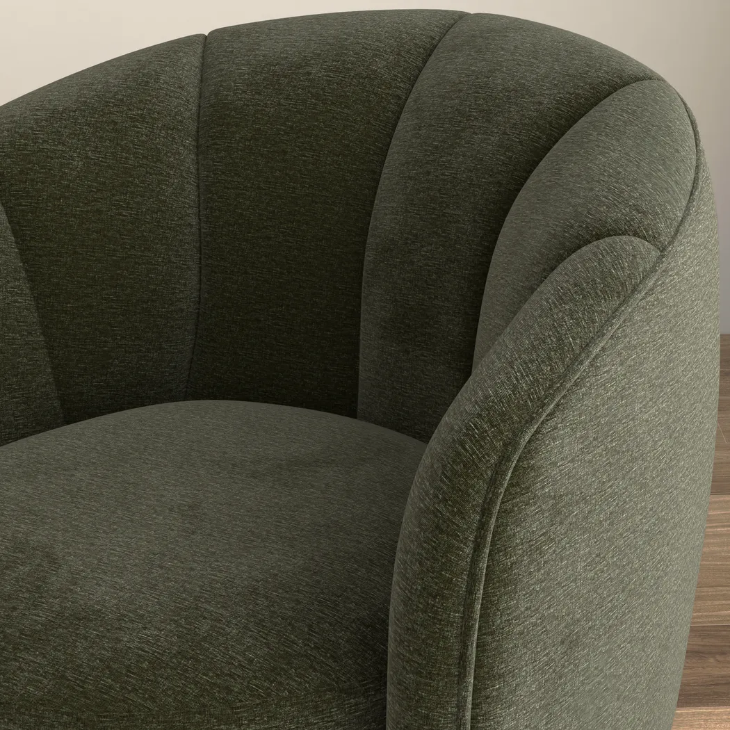 Crosby Green Accent Chair with Ottoman - Image 5