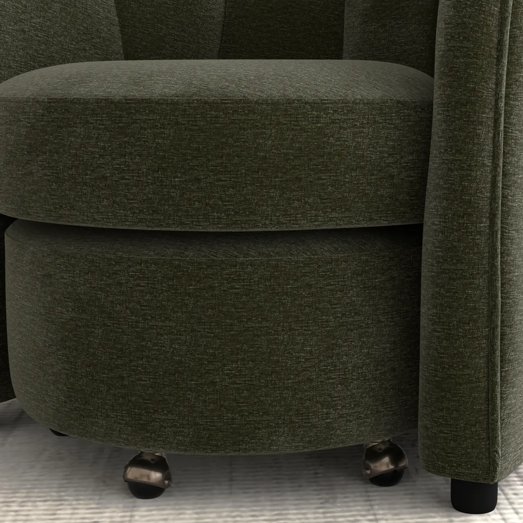 Crosby Green Accent Chair with Ottoman - Image 6