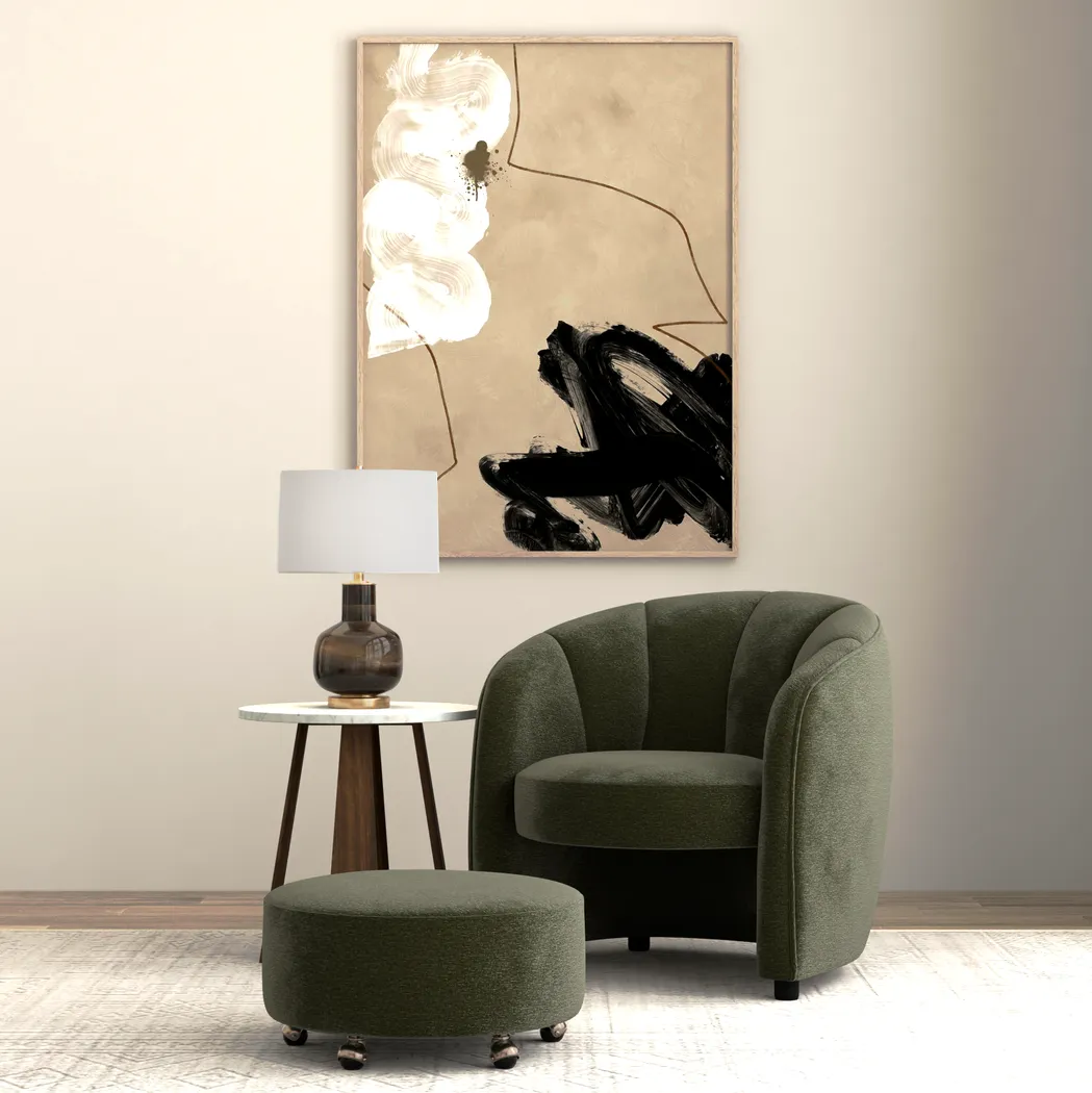 Crosby Green Accent Chair with Ottoman - Image 7