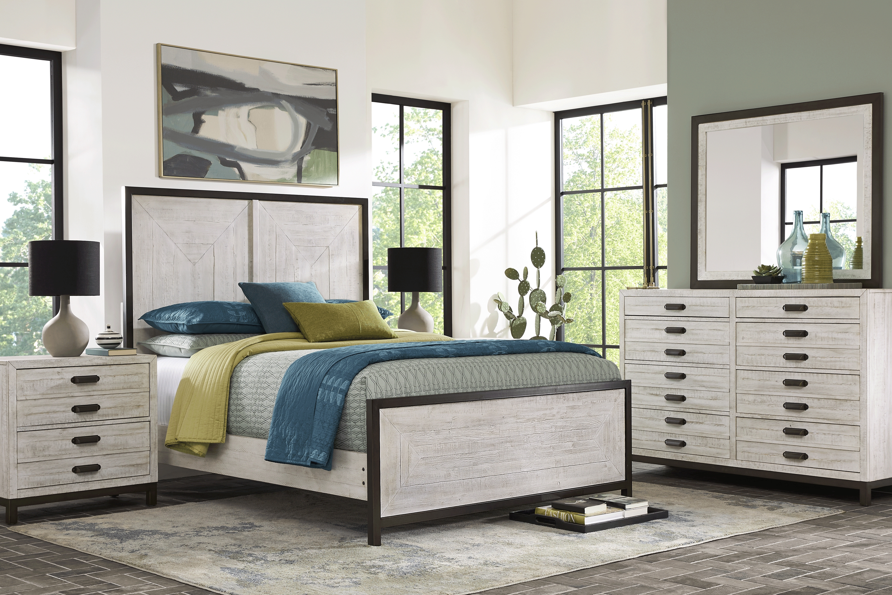 Crossgate White 7 Pc King Panel Bedroom - Thumbnail - Image 1