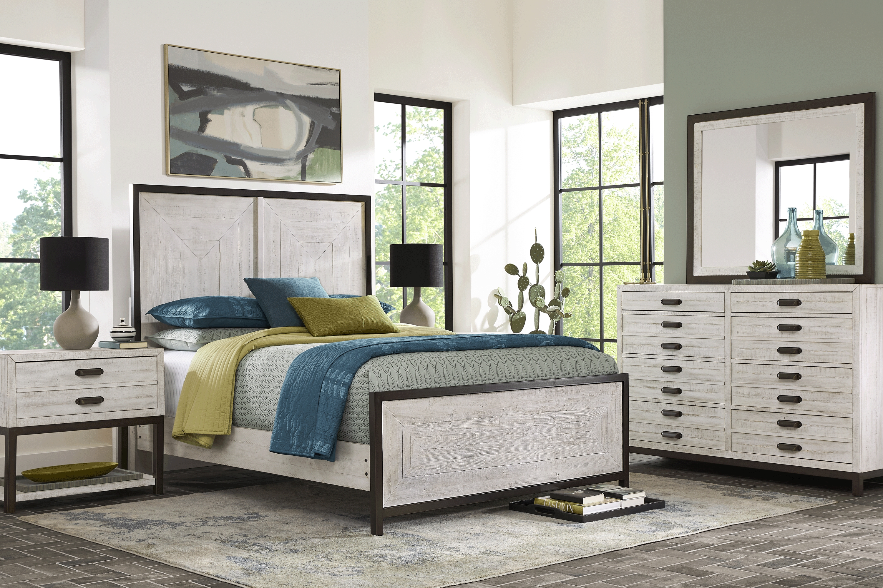 Crossgate White 7 Pc King Panel Bedroom - Thumbnail - Image 1