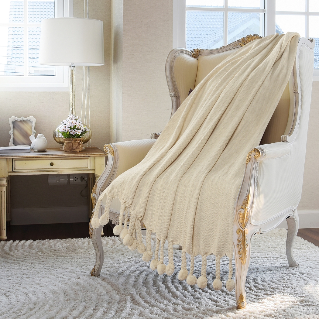 Crossmar Cream Throw Blanket - Thumbnail - Image 6