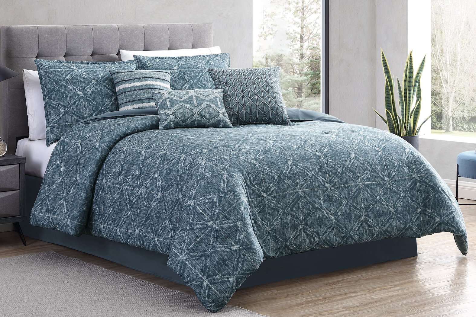 Croxton Blue 7 Pc King Comforter Set - Thumbnail - Image 2