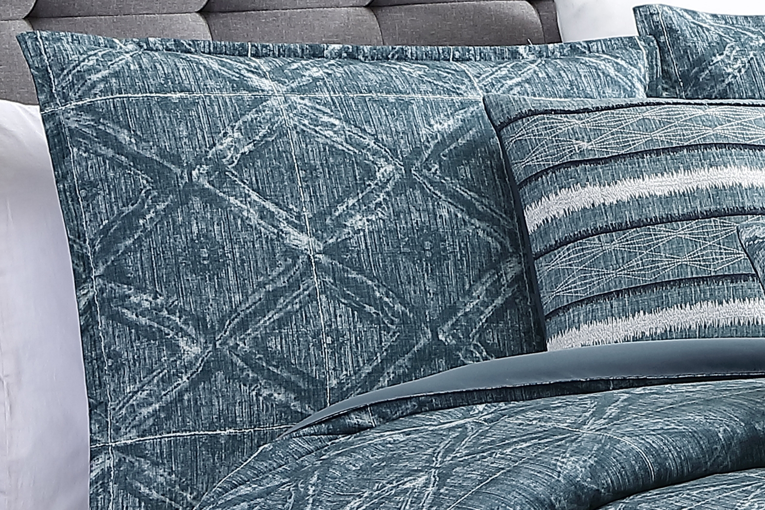 Croxton Blue 7 Pc King Comforter Set - Thumbnail - Image 3