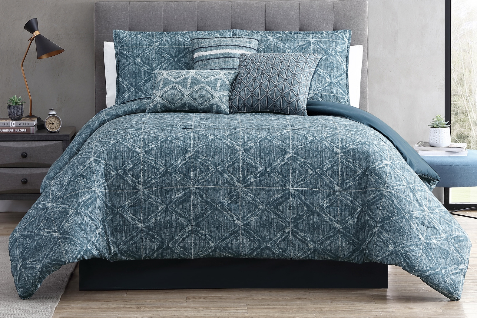 Croxton Blue 7 Pc King Comforter Set - Thumbnail - Image 1