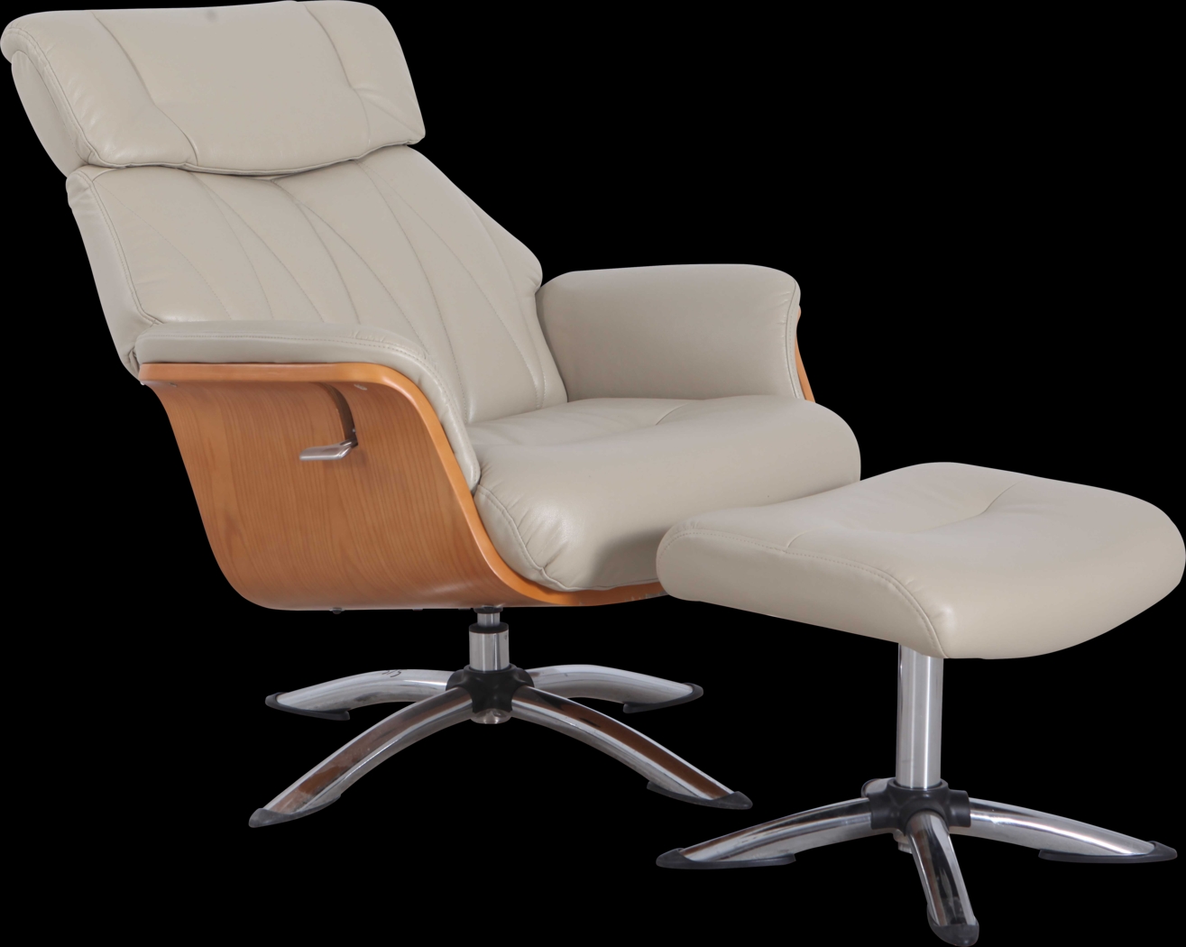 Crozat Beige Recliner and Ottoman - Thumbnail - Image 2