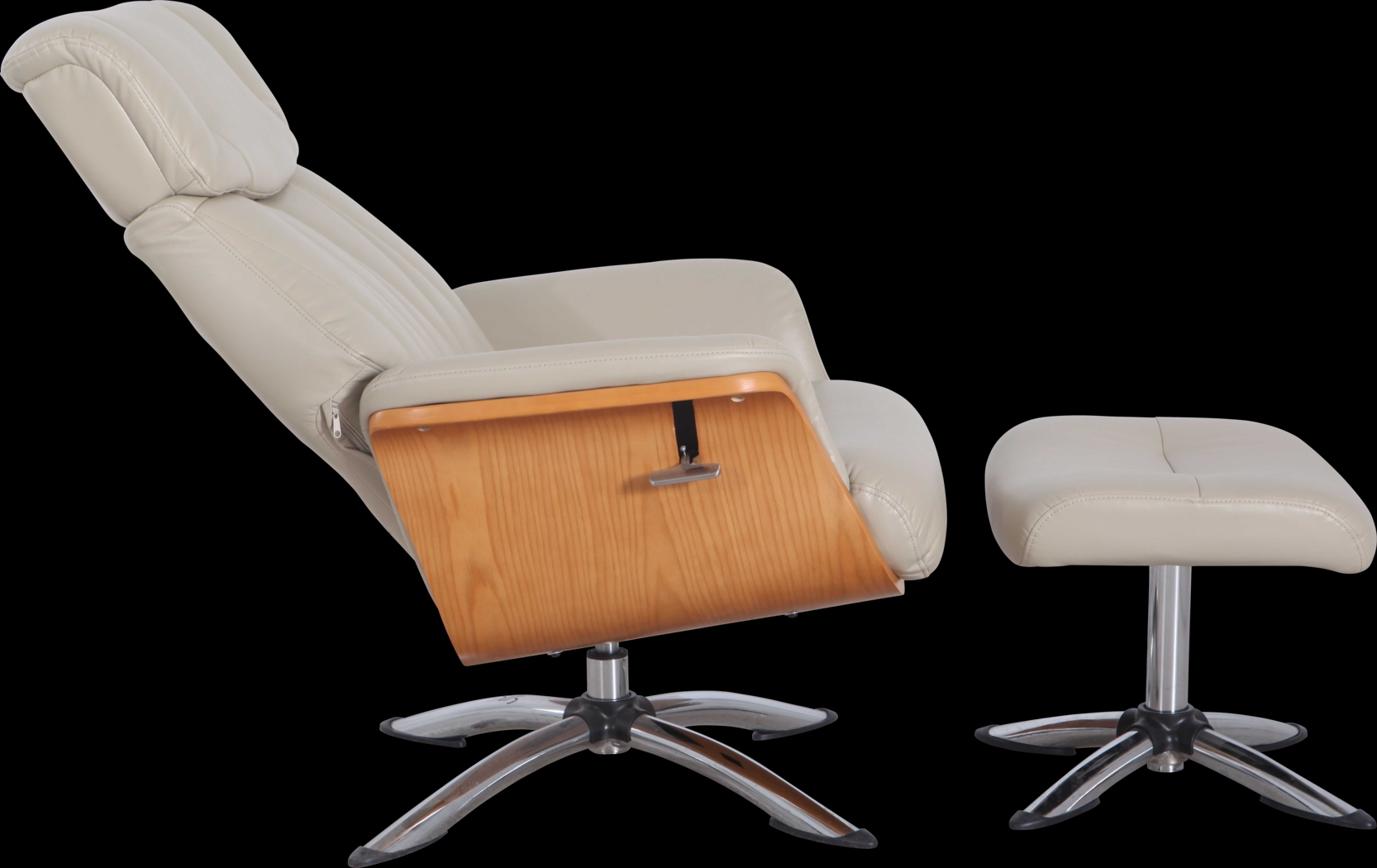 Crozat Beige Recliner and Ottoman - Thumbnail - Image 3