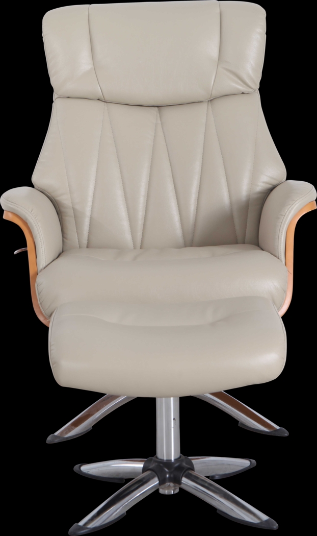 Crozat Beige Recliner and Ottoman - Thumbnail - Image 4