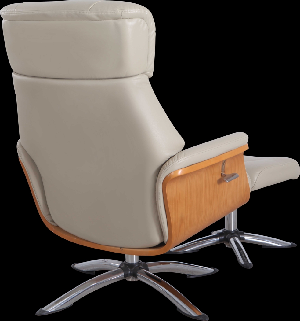 Crozat Beige Recliner and Ottoman - Thumbnail - Image 6
