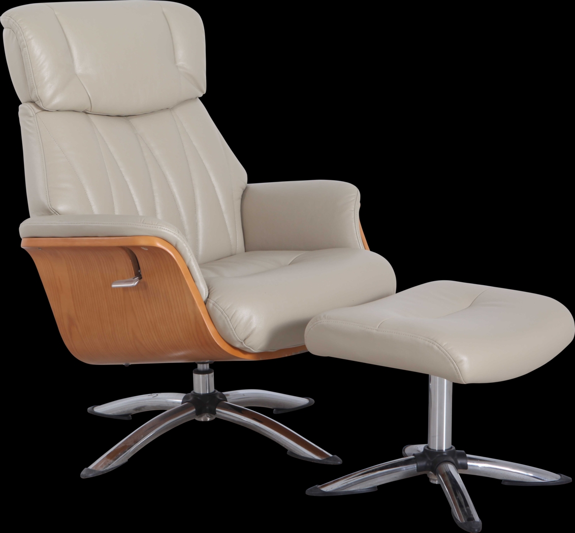 Crozat Beige Recliner and Ottoman - Thumbnail - Image 1