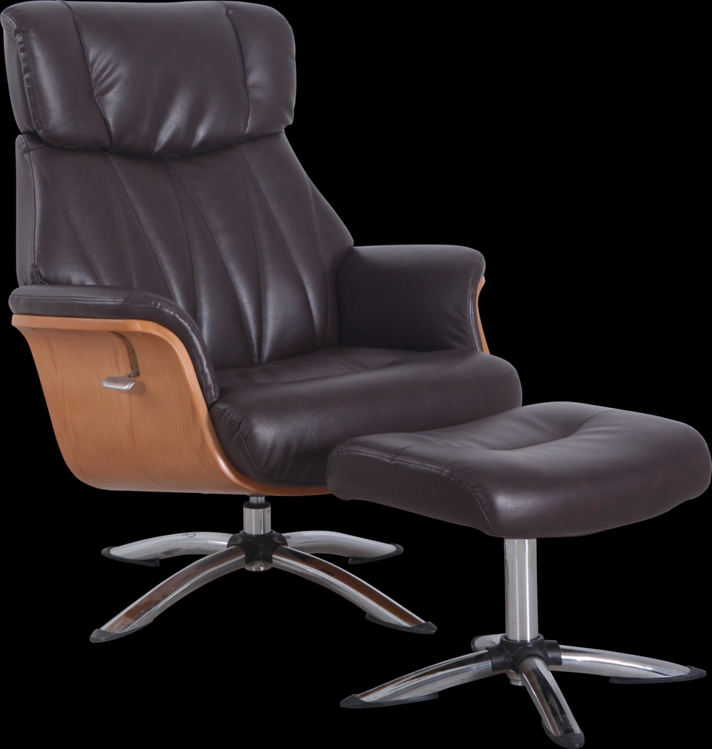 Crozat Espresso Recliner and Ottoman - Thumbnail - Image 2