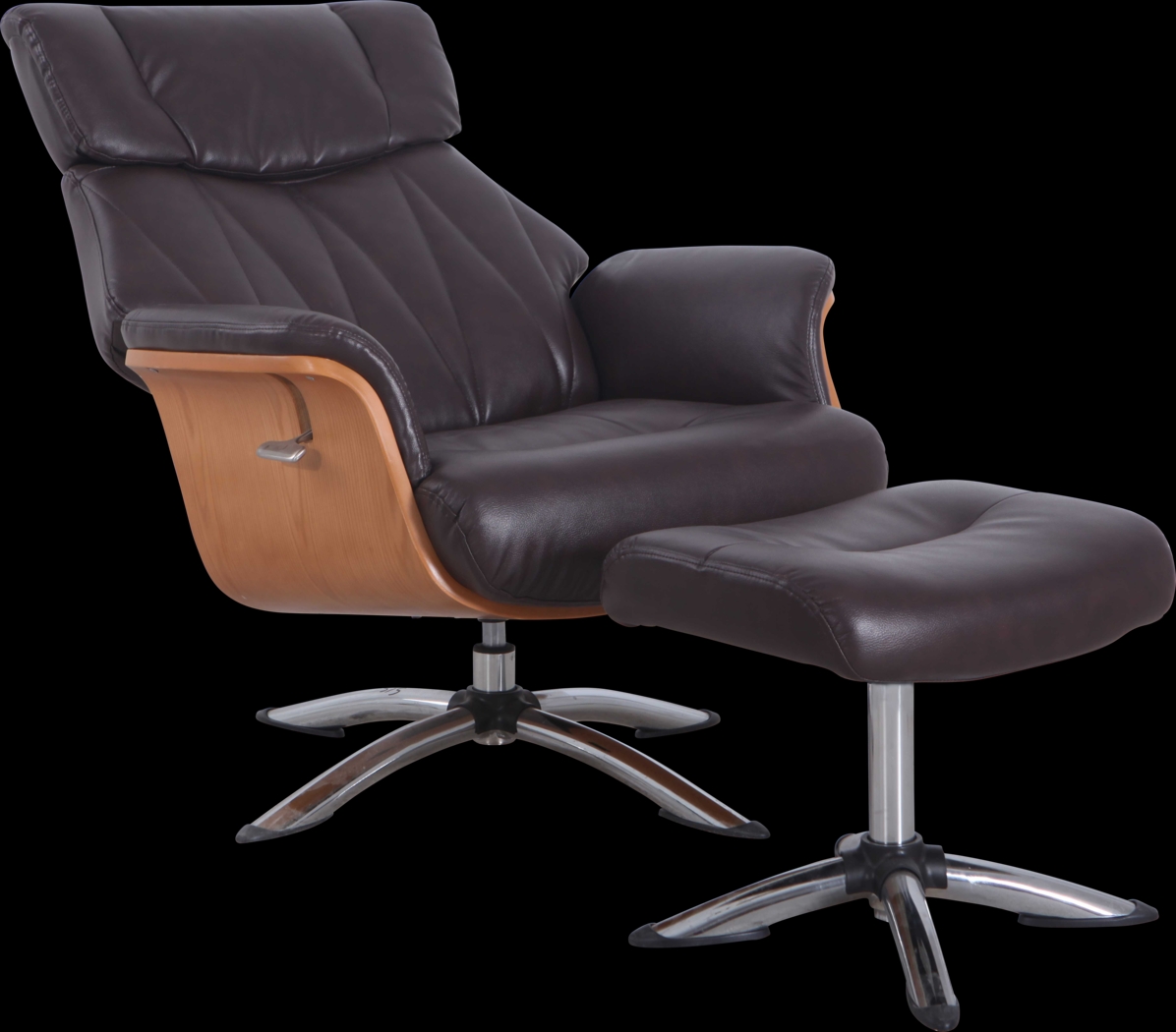 Crozat Espresso Recliner and Ottoman - Thumbnail - Image 3