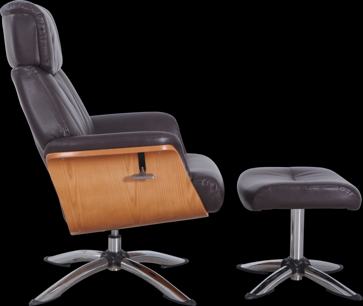 Crozat Espresso Recliner and Ottoman - Thumbnail - Image 4