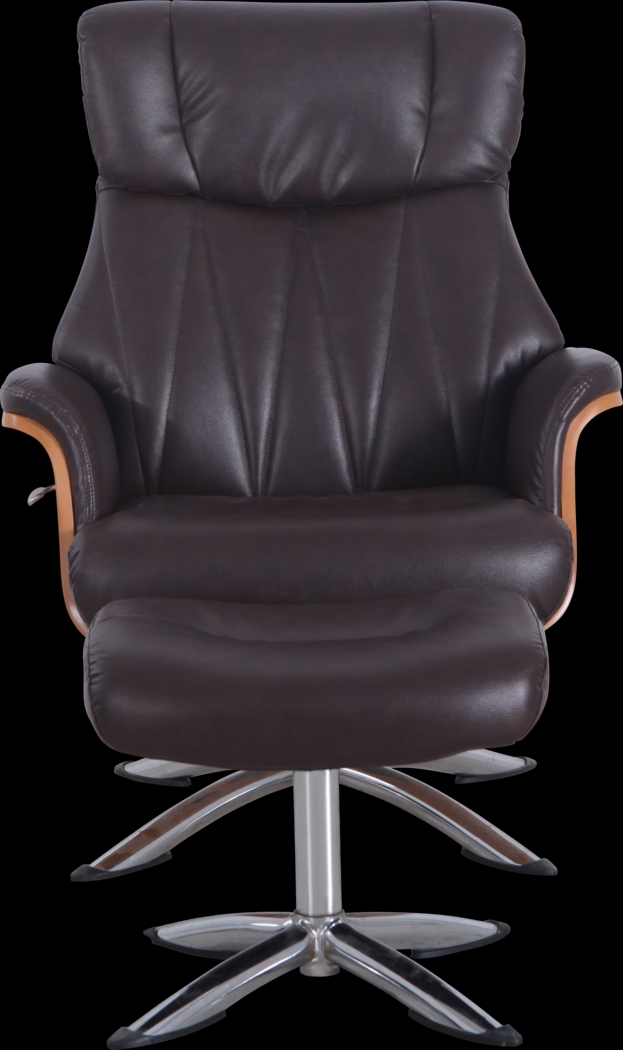 Crozat Espresso Recliner and Ottoman - Thumbnail - Image 1