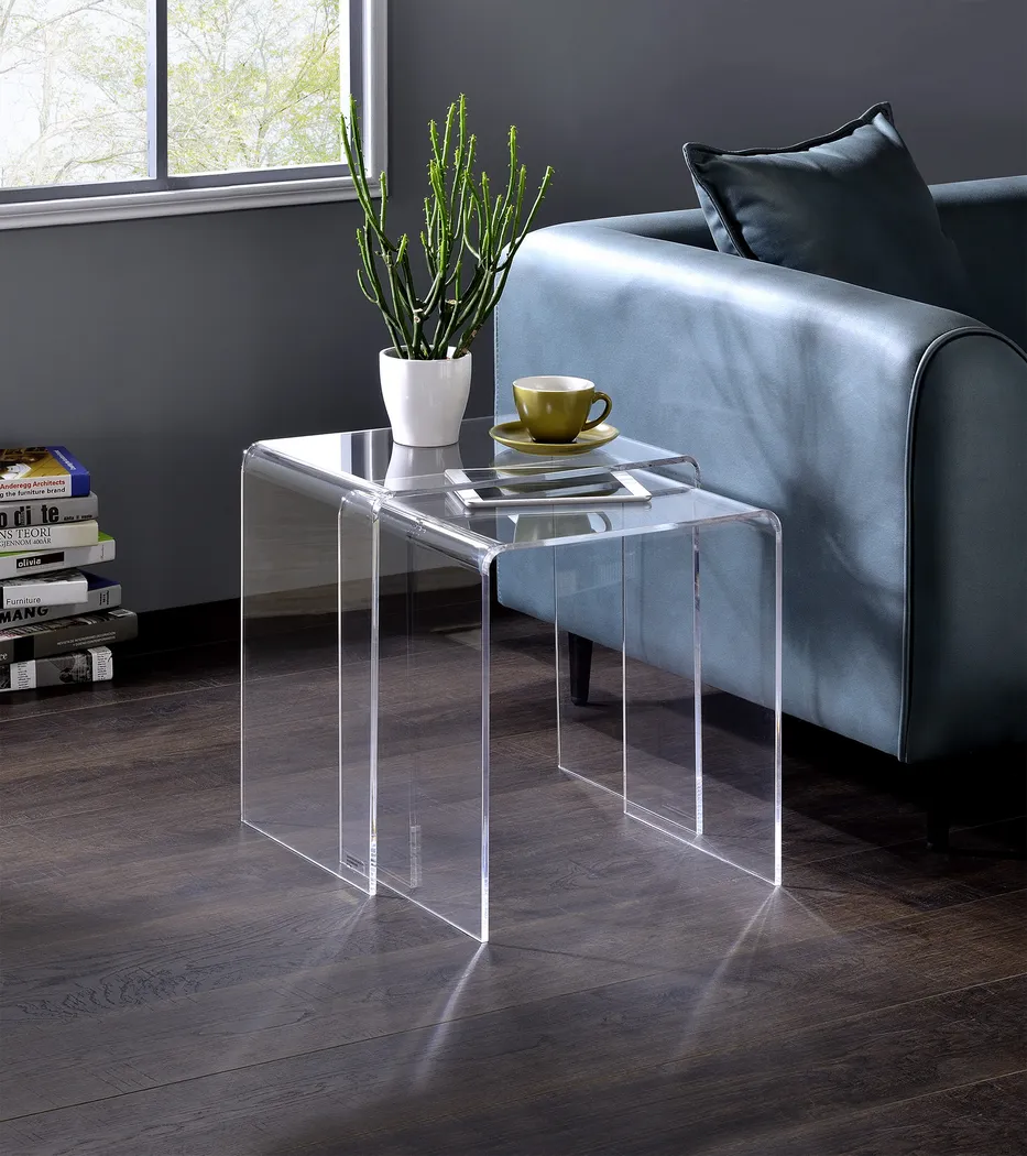 Crystalview Clear Nesting Table, Set of 2 - Thumbnail - Image 2