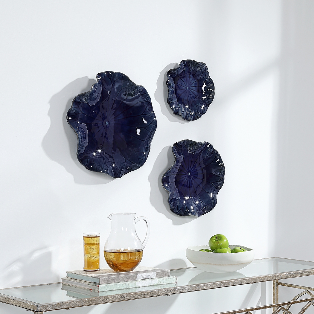 Cusic Blue Wall Decor, Set of 3 - Thumbnail - Image 4