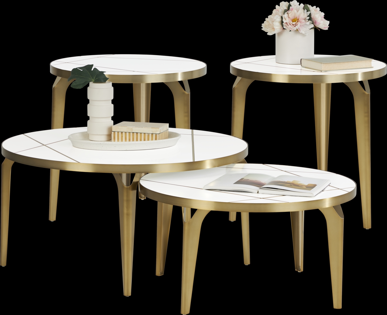 Cyntelli White 4 Pc Table Set - Thumbnail - Image 1