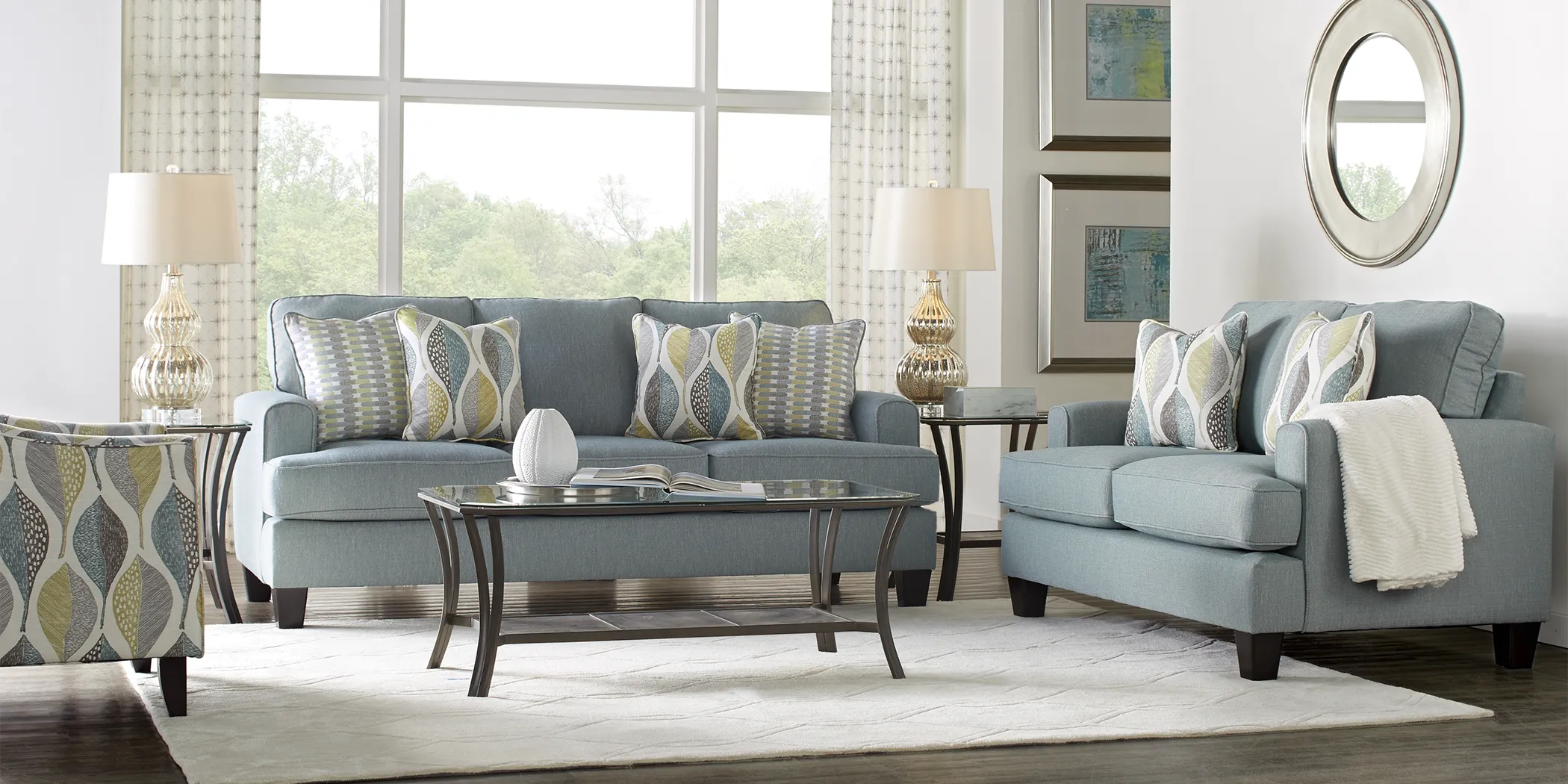 Cypress Gardens Blue 5 Pc Living Room - Thumbnail - Image 1