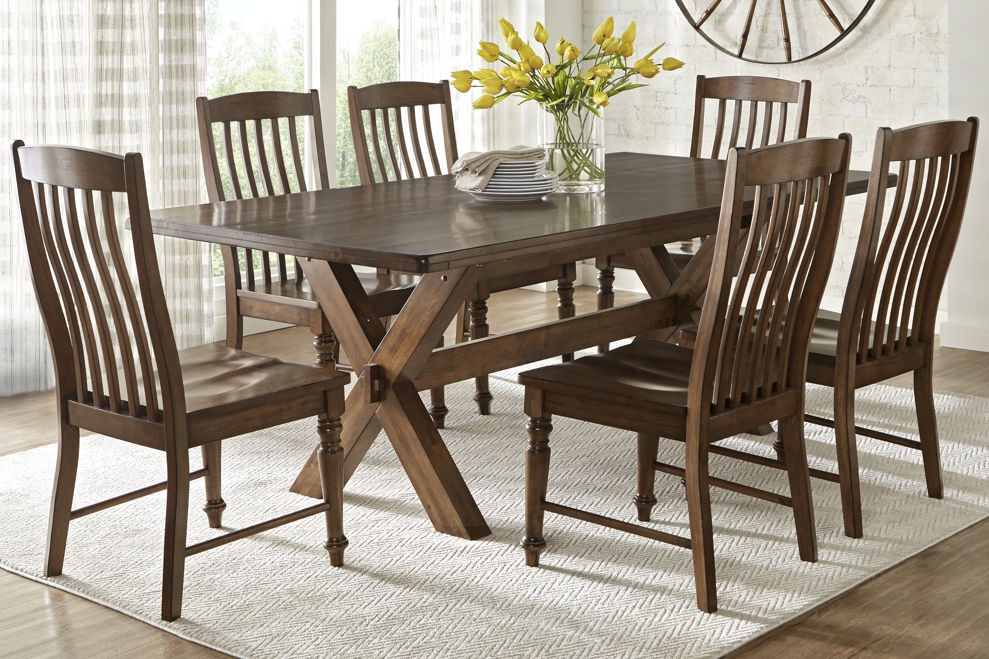 Twin Lakes 8 Pc Brown Dark Wood Dining Room Set With Dining Table