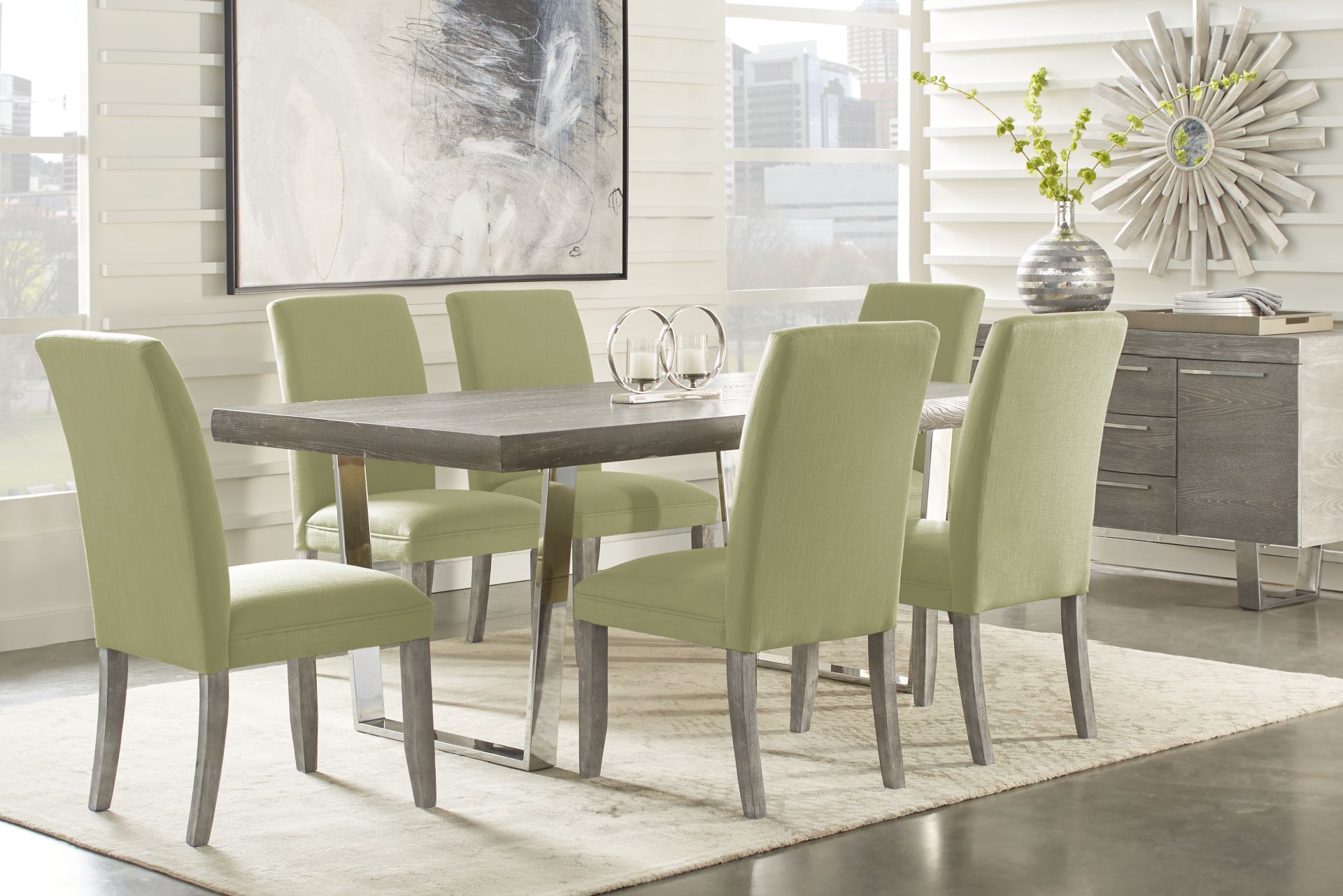 San Francisco Gray 5 Pc Dining Room with Kiwi Chairs - Image 1