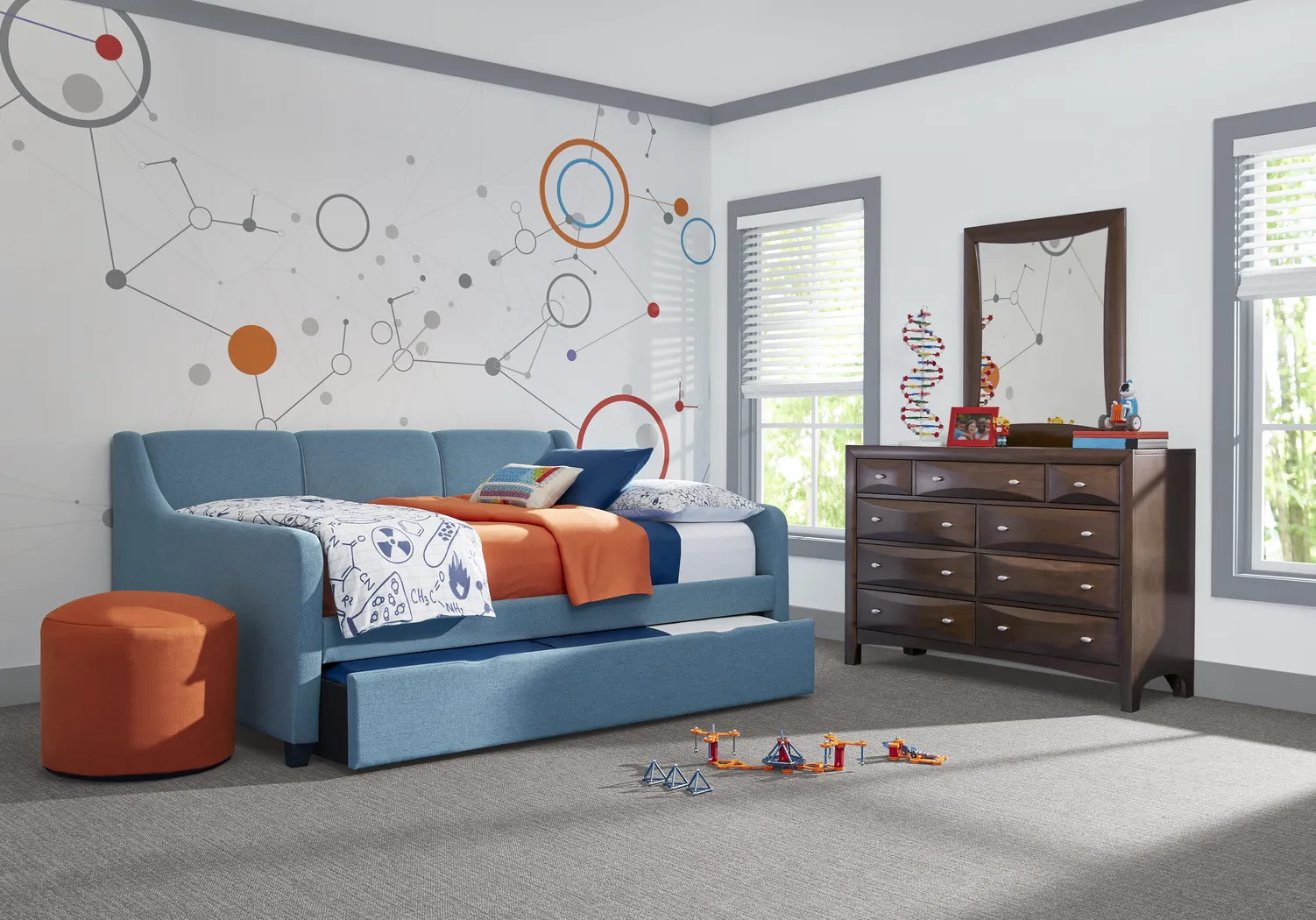 Daelan Blue Full Daybed with Twin Storage Trundle - Image 5